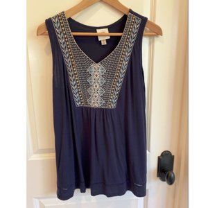 Navy embroidered top